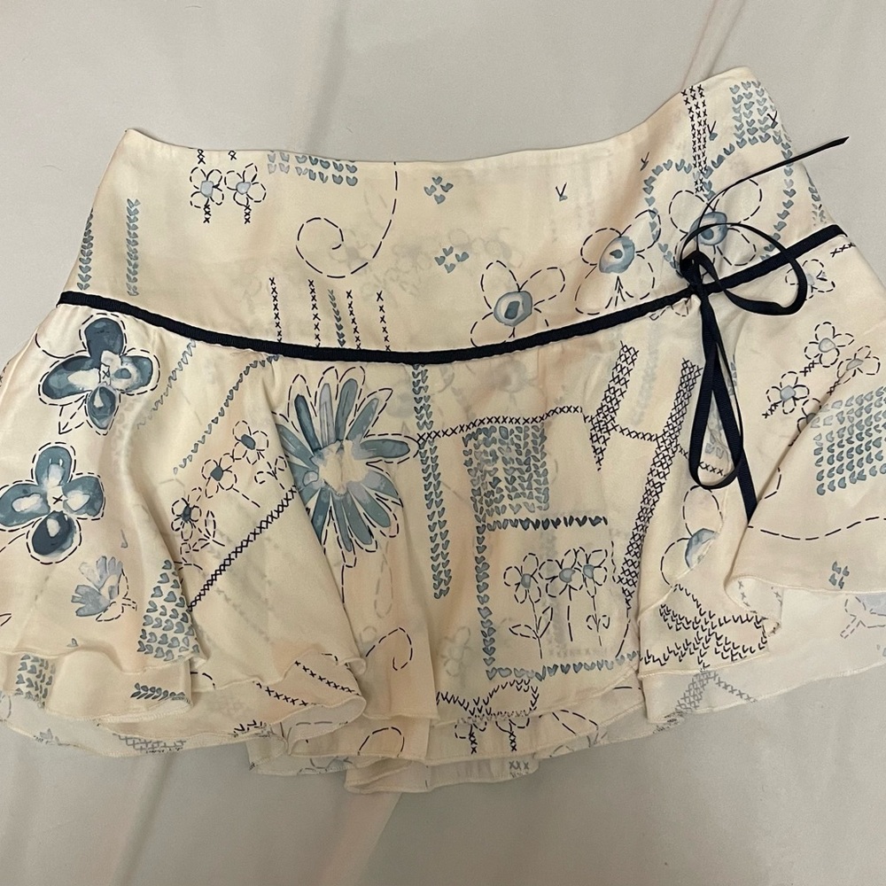Kimchi Blue Floral Print Skirt with Bow Accent